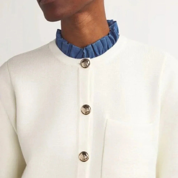 Sandro Women's White Wool-blend Detachable Collar Cardigan - Picture 5 of 10